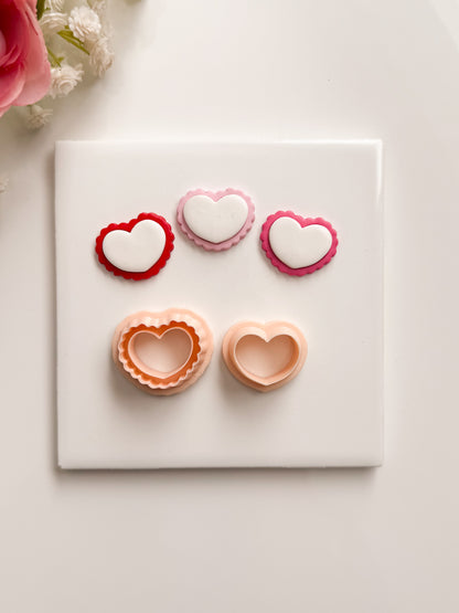 Scallop Heart No. 3 Clay Cutter | Scallop Heart No. 3 Polymer Clay Cutter for DIY Romantic Earrings Love Jewelry and Handmade Valentine's Accessories