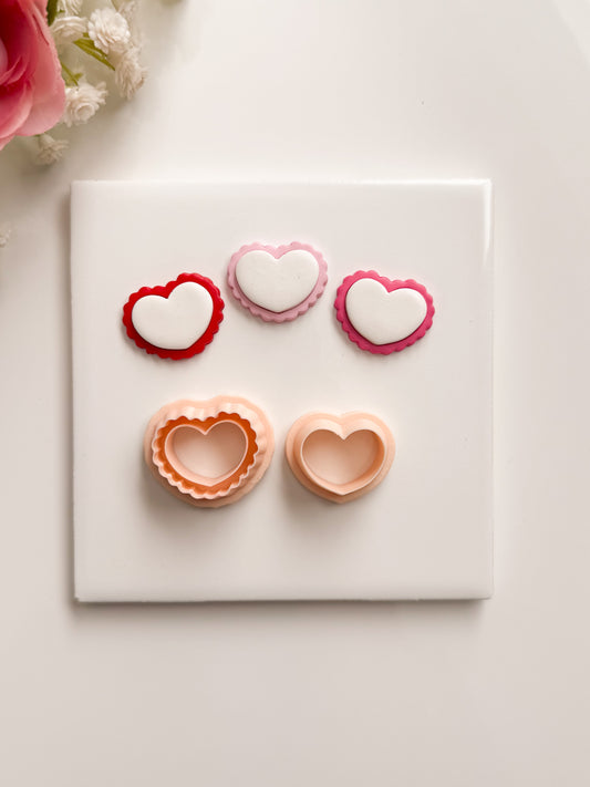 Scallop Heart No. 3 Clay Cutter | Scallop Heart No. 3 Polymer Clay Cutter for DIY Romantic Earrings Love Jewelry and Handmade Valentine's Accessories