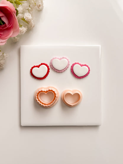 Scallop Heart No. 3 Clay Cutter | Scallop Heart No. 3 Polymer Clay Cutter for DIY Romantic Earrings Love Jewelry and Handmade Valentine's Accessories