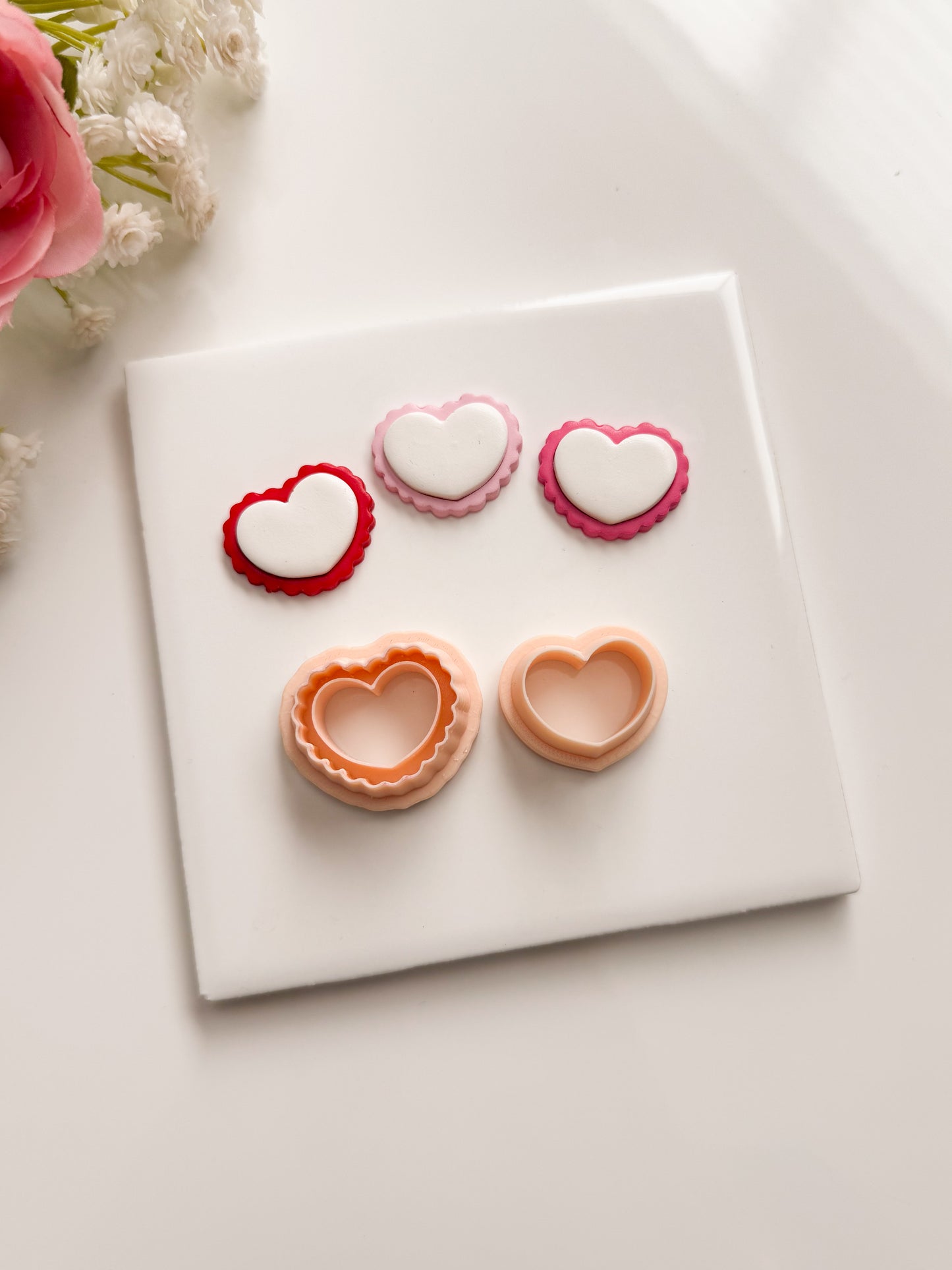 Scallop Heart No. 3 Clay Cutter | Scallop Heart No. 3 Polymer Clay Cutter for DIY Romantic Earrings Love Jewelry and Handmade Valentine's Accessories