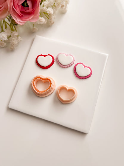 Scallop Heart No. 3 Clay Cutter | Scallop Heart No. 3 Polymer Clay Cutter for DIY Romantic Earrings Love Jewelry and Handmade Valentine's Accessories
