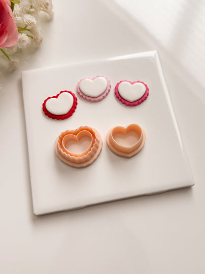 Scallop Heart No. 3 Clay Cutter | Scallop Heart No. 3 Polymer Clay Cutter for DIY Romantic Earrings Love Jewelry and Handmade Valentine's Accessories