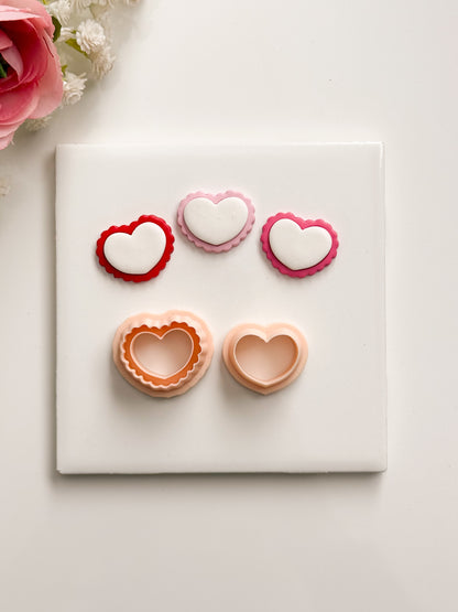 Scallop Heart No. 3 Clay Cutter | Scallop Heart No. 3 Polymer Clay Cutter for DIY Romantic Earrings Love Jewelry and Handmade Valentine's Accessories