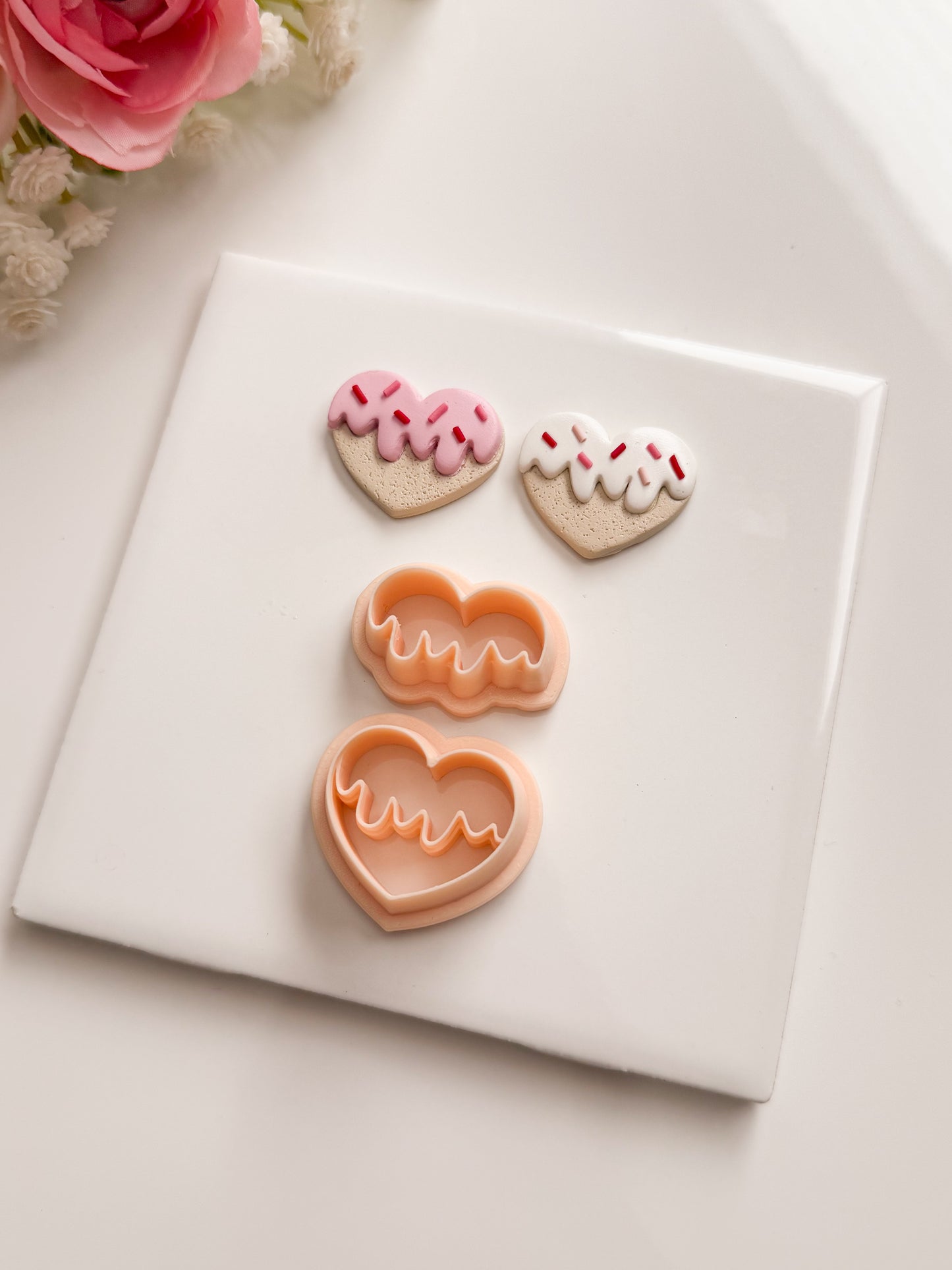 Frosted Heart No. 2 Clay Cutter | Frosted Heart No. 2 Polymer Clay Cutter for DIY Valentine Earrings Sweet-Themed Jewelry and Handmade Romantic Accessories