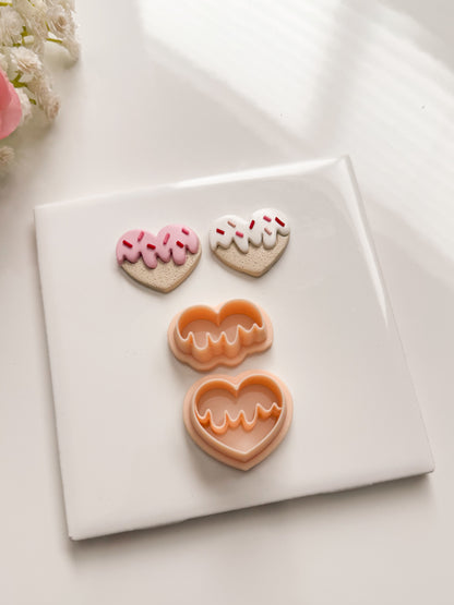 Frosted Heart No. 2 Clay Cutter | Frosted Heart No. 2 Polymer Clay Cutter for DIY Valentine Earrings Sweet-Themed Jewelry and Handmade Romantic Accessories