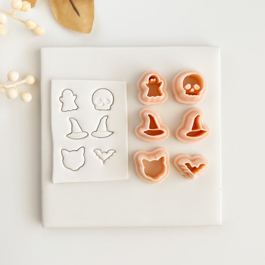 Spooky Stud Pack Clay Cutters | Small Halloween Polymer Clay Cutter Set for Earrings and Accessories