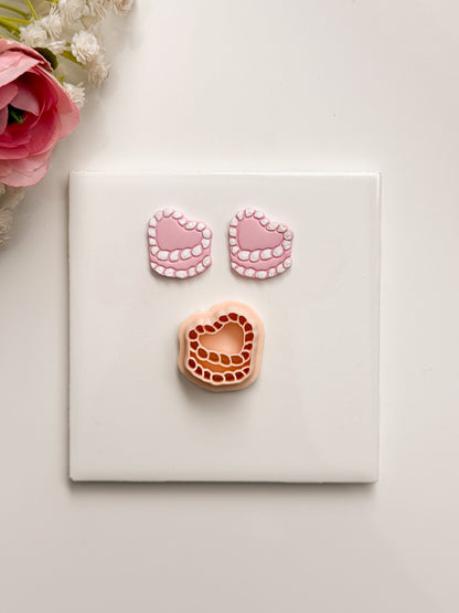 Valentine Cake Clay Cutter | Valentine Cake Polymer Clay Cutter for DIY Dessert Earrings Baking-Themed Jewelry and Handmade Valentine's Accessories