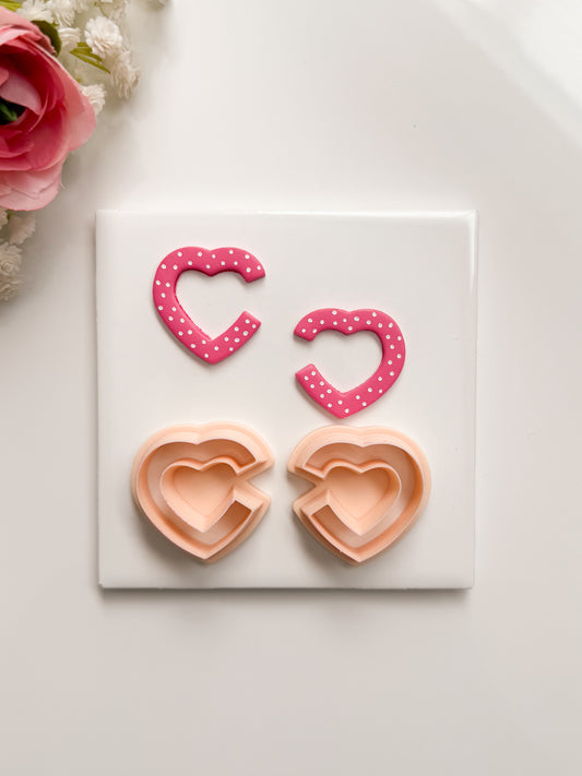 Gap Heart No. 1 (Mirrored) Clay Cutter | Gap Heart No. 1 (Mirrored) Polymer Clay Cutter for DIY Romantic Earrings Valentine-Themed Jewelry and Handmade Love Accessories