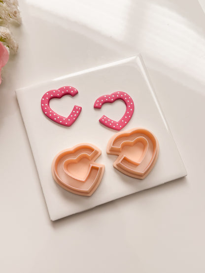 Gap Heart No. 1 (Mirrored) Clay Cutter | Gap Heart No. 1 (Mirrored) Polymer Clay Cutter for DIY Romantic Earrings Valentine-Themed Jewelry and Handmade Love Accessories