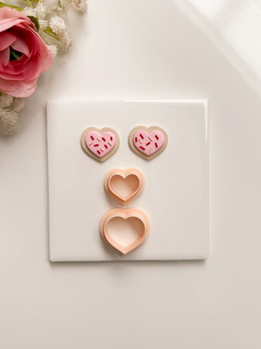Heart Frosted Cookie No. 1 Clay Cutter | Heart Frosted Cookie No. 1 Polymer Clay Cutter for DIY Valentine Earrings Sweet Dessert Jewelry and Handmade Fun Accessories
