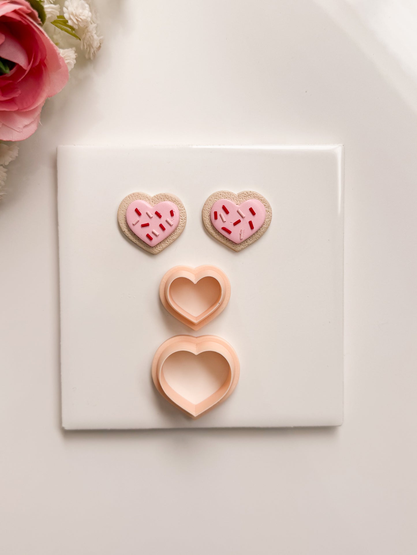 Heart Frosted Cookie No. 1 Clay Cutter | Heart Frosted Cookie No. 1 Polymer Clay Cutter for DIY Valentine Earrings Sweet Dessert Jewelry and Handmade Fun Accessories