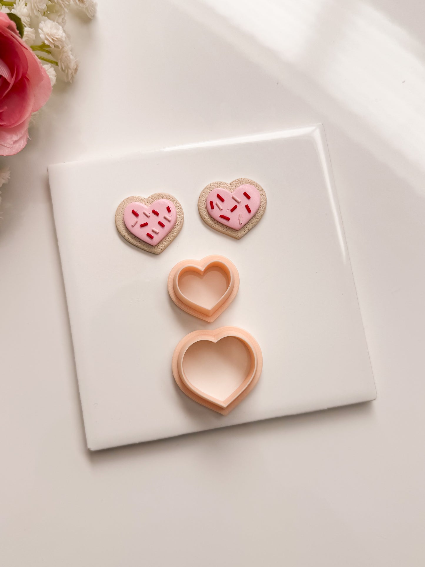 Heart Frosted Cookie No. 1 Clay Cutter | Heart Frosted Cookie No. 1 Polymer Clay Cutter for DIY Valentine Earrings Sweet Dessert Jewelry and Handmade Fun Accessories