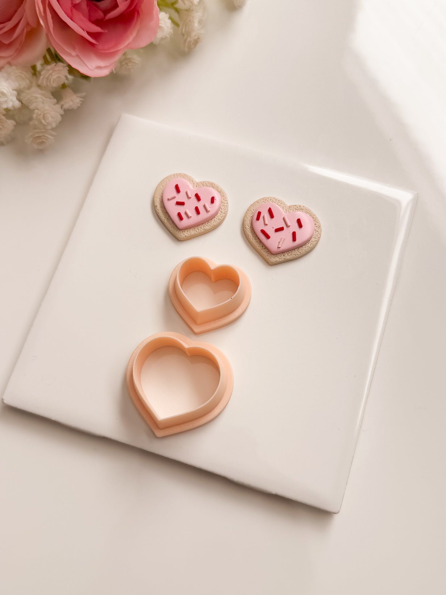 Heart Frosted Cookie No. 1 Clay Cutter | Heart Frosted Cookie No. 1 Polymer Clay Cutter for DIY Valentine Earrings Sweet Dessert Jewelry and Handmade Fun Accessories