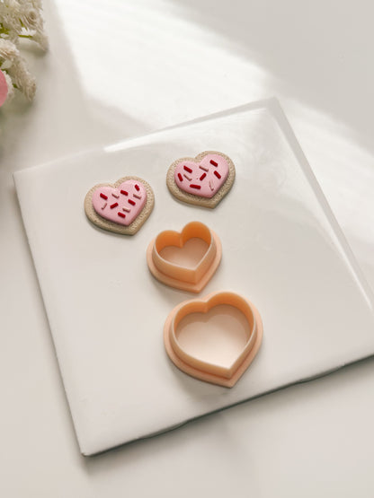 Heart Frosted Cookie No. 1 Clay Cutter | Heart Frosted Cookie No. 1 Polymer Clay Cutter for DIY Valentine Earrings Sweet Dessert Jewelry and Handmade Fun Accessories