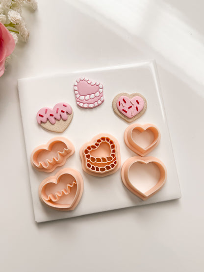 Valentine Baker's Trio Clay Cutter | Valentine Baker's Trio Polymer Clay Cutter for DIY Dessert Earrings Cute Baking-Themed Jewelry and Handmade Valentine's Accessories
