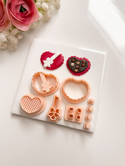 Heart Chocolate Box No. 3 Builder Clay Cutter | Heart Chocolate Box No. 3 Polymer Clay Cutter for DIY Valentine Earrings Sweet-Themed Jewelry and Handmade Romantic Accessories