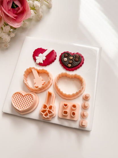 Heart Chocolate Box No. 3 Builder Clay Cutter | Heart Chocolate Box No. 3 Polymer Clay Cutter for DIY Valentine Earrings Sweet-Themed Jewelry and Handmade Romantic Accessories