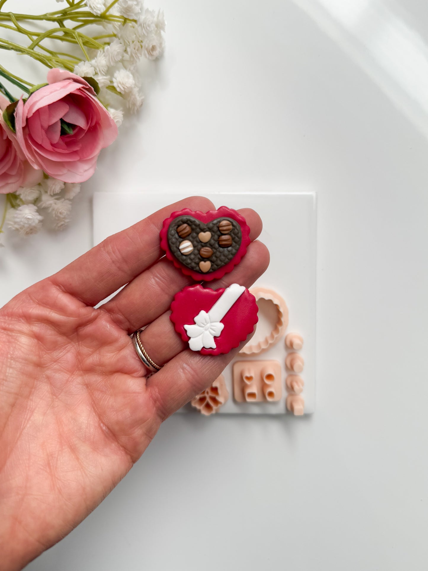 Heart Chocolate Box No. 3 Builder Clay Cutter | Heart Chocolate Box No. 3 Polymer Clay Cutter for DIY Valentine Earrings Sweet-Themed Jewelry and Handmade Romantic Accessories