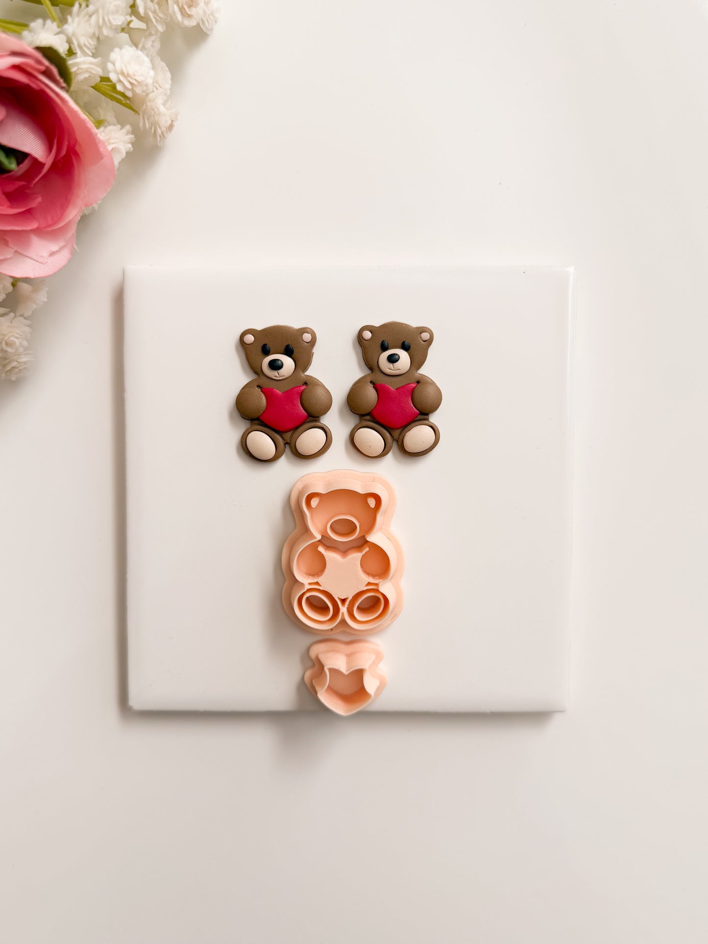 Valentine Bear No. 3 Clay Cutter | Valentine Bear Polymer Clay Cutter for DIY Cute Earrings Teddy Bear Jewelry and Handmade Valentine's Gifts