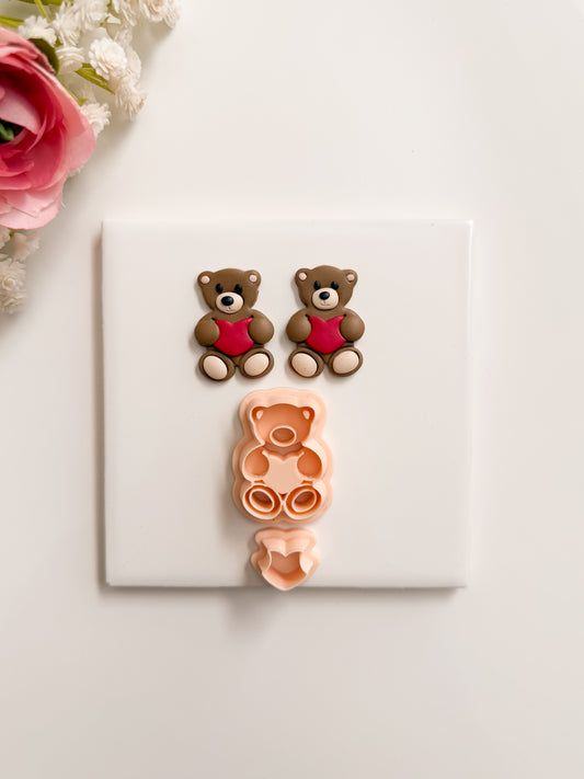 Valentine Bear No. 3 Clay Cutter | Valentine Bear Polymer Clay Cutter for DIY Cute Earrings Teddy Bear Jewelry and Handmade Valentine's Gifts