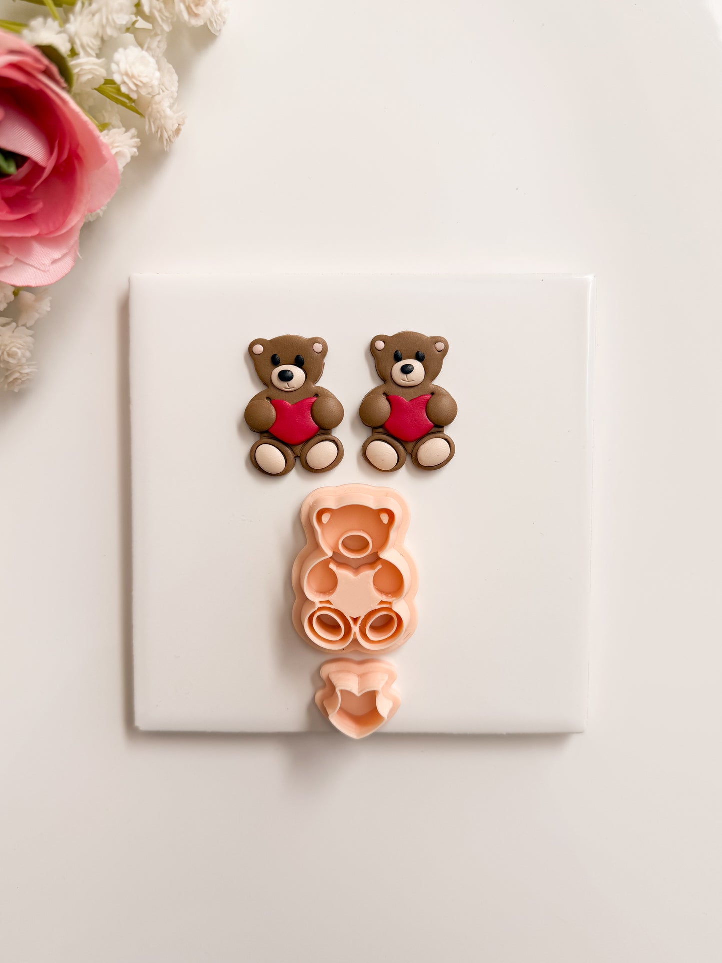 Valentine Bear No. 3 Clay Cutter | Valentine Bear Polymer Clay Cutter for DIY Cute Earrings Teddy Bear Jewelry and Handmade Valentine's Gifts