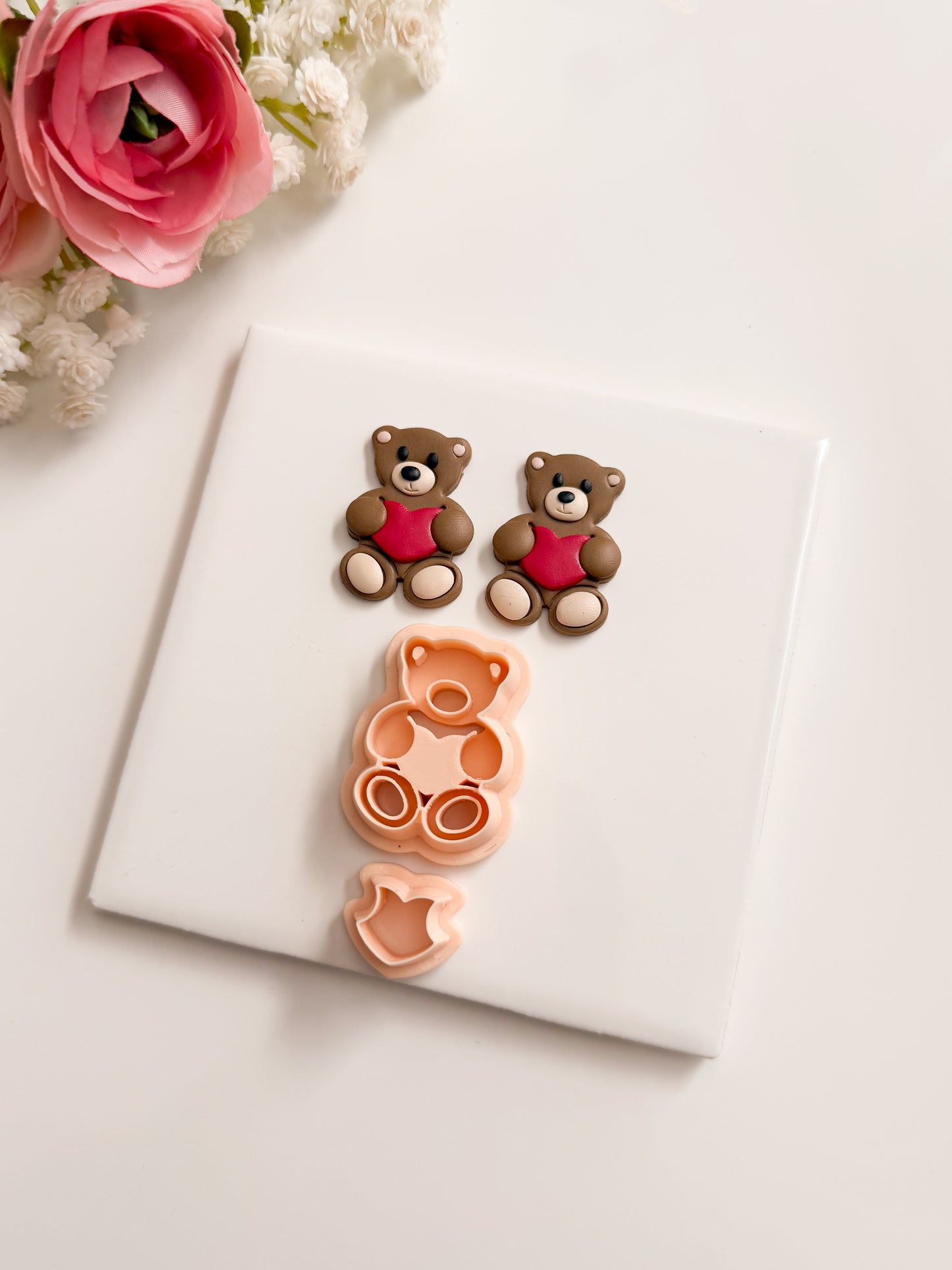 Valentine Bear No. 3 Clay Cutter | Valentine Bear Polymer Clay Cutter for DIY Cute Earrings Teddy Bear Jewelry and Handmade Valentine's Gifts