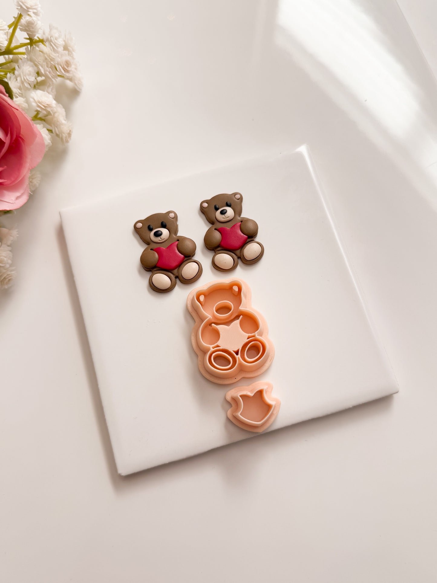 Valentine Bear No. 3 Clay Cutter | Valentine Bear Polymer Clay Cutter for DIY Cute Earrings Teddy Bear Jewelry and Handmade Valentine's Gifts
