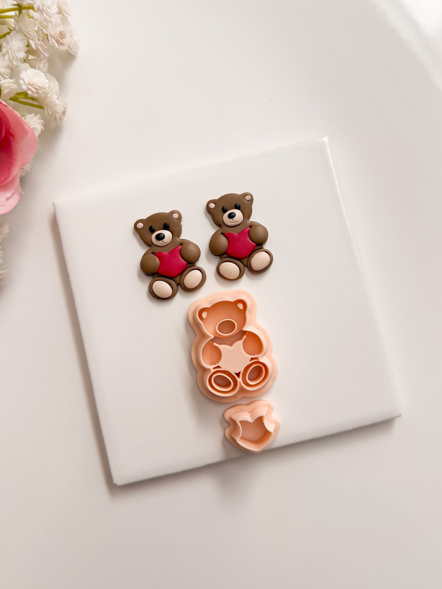 Valentine Bear No. 3 Clay Cutter | Valentine Bear Polymer Clay Cutter for DIY Cute Earrings Teddy Bear Jewelry and Handmade Valentine's Gifts