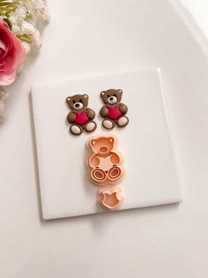 Valentine Bear No. 3 Clay Cutter | Valentine Bear Polymer Clay Cutter for DIY Cute Earrings Teddy Bear Jewelry and Handmade Valentine's Gifts