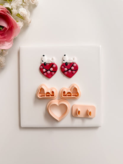 Snoopy Laying on Heart Clay Cutter | Snoopy Laying on Heart Polymer Clay Cutter for DIY Cute Earrings Love-Themed Jewelry and Handmade Romantic Accessories