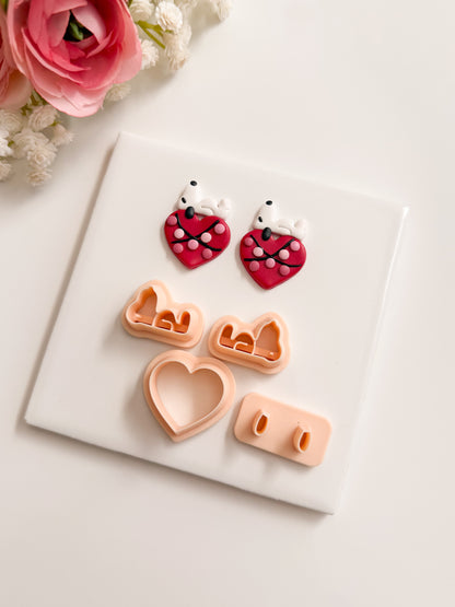 Snoopy Laying on Heart Clay Cutter | Snoopy Laying on Heart Polymer Clay Cutter for DIY Cute Earrings Love-Themed Jewelry and Handmade Romantic Accessories