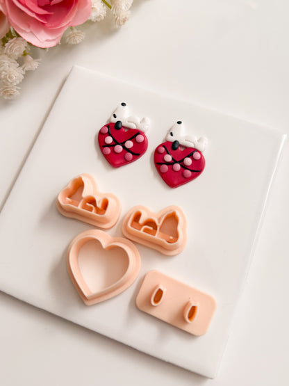 Snoopy Laying on Heart Clay Cutter | Snoopy Laying on Heart Polymer Clay Cutter for DIY Cute Earrings Love-Themed Jewelry and Handmade Romantic Accessories