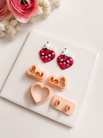 Snoopy Laying on Heart Clay Cutter | Snoopy Laying on Heart Polymer Clay Cutter for DIY Cute Earrings Love-Themed Jewelry and Handmade Romantic Accessories