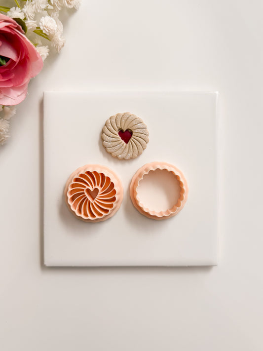 Heart Jam Biscuit Clay Cutter | Heart Jam Biscuit Polymer Clay Cutter for DIY Bakery Earrings Cookie-Themed Jewelry and Handmade Cute Accessories