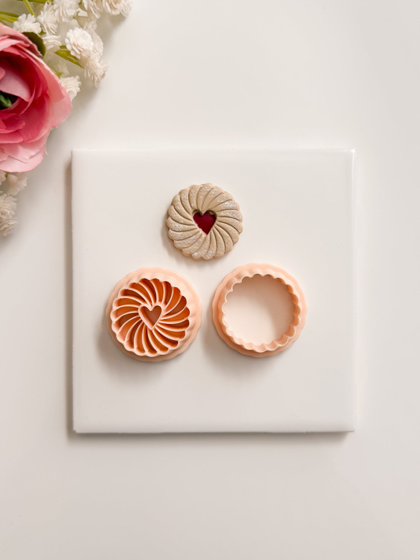 Heart Jam Biscuit Clay Cutter | Heart Jam Biscuit Polymer Clay Cutter for DIY Bakery Earrings Cookie-Themed Jewelry and Handmade Cute Accessories