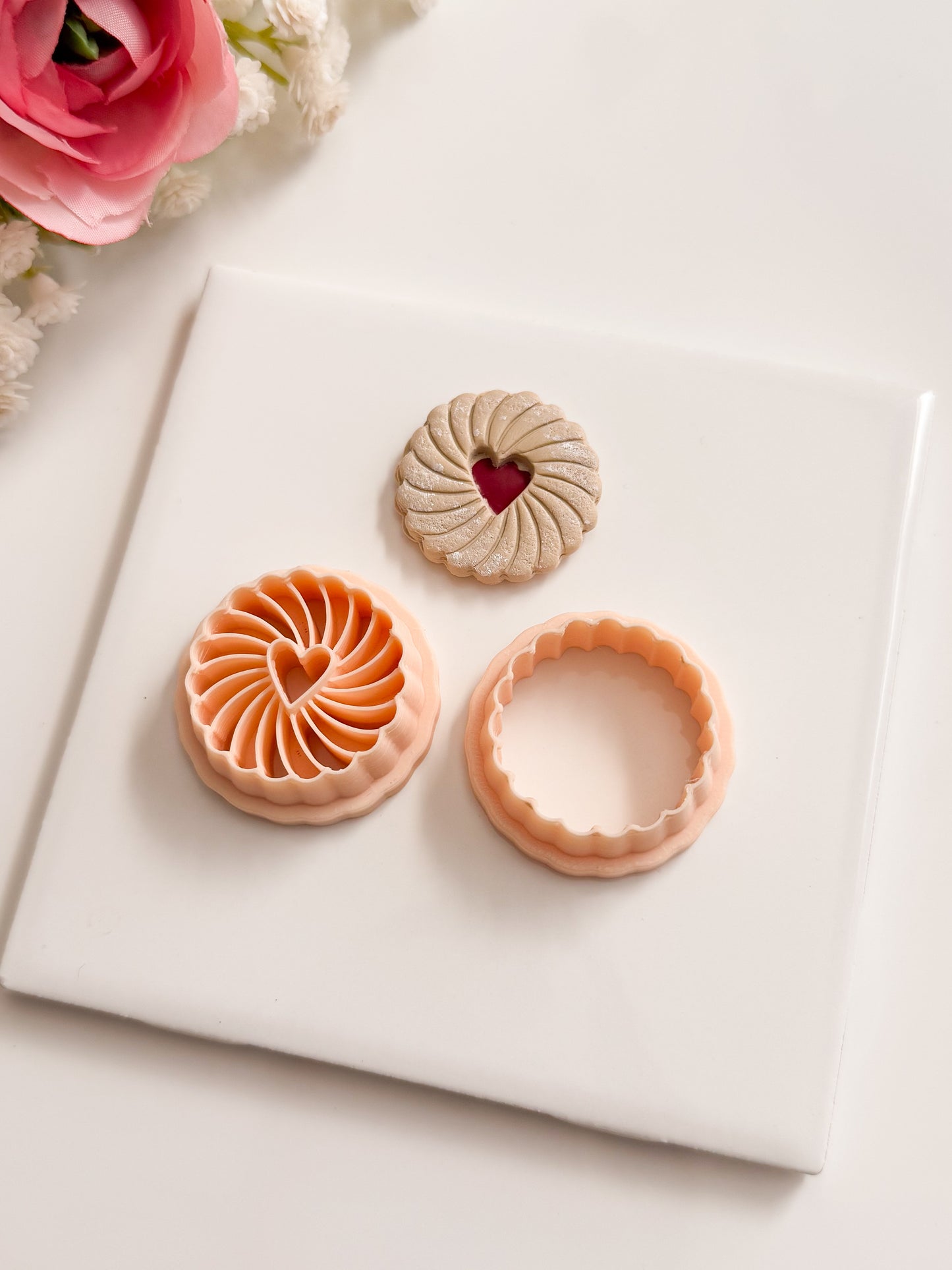 Heart Jam Biscuit Clay Cutter | Heart Jam Biscuit Polymer Clay Cutter for DIY Bakery Earrings Cookie-Themed Jewelry and Handmade Cute Accessories