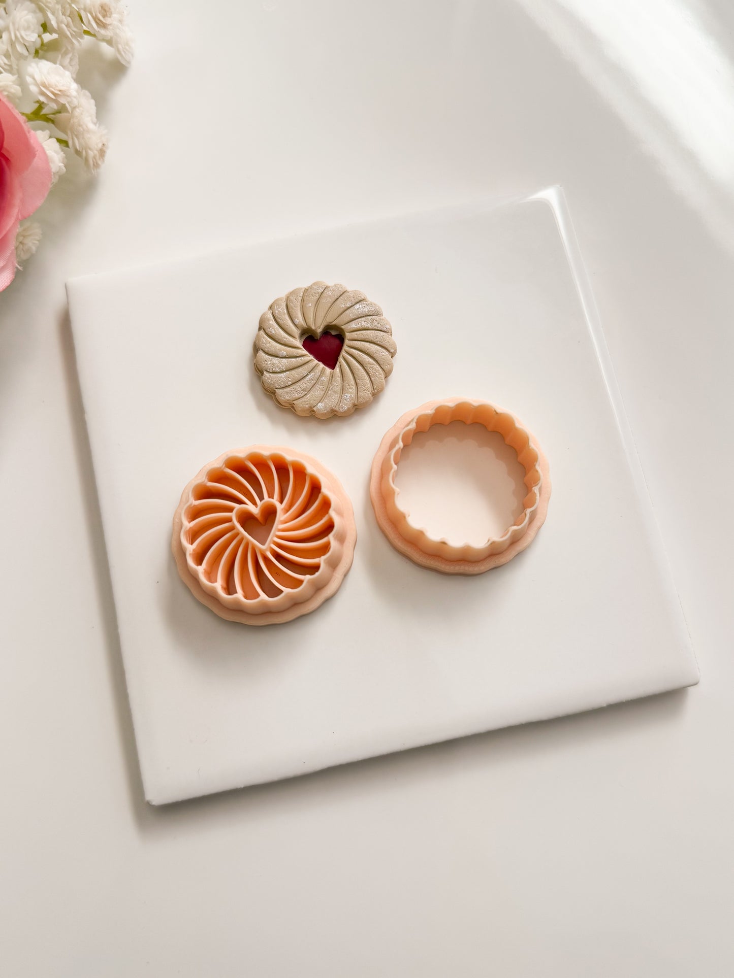 Heart Jam Biscuit Clay Cutter | Heart Jam Biscuit Polymer Clay Cutter for DIY Bakery Earrings Cookie-Themed Jewelry and Handmade Cute Accessories