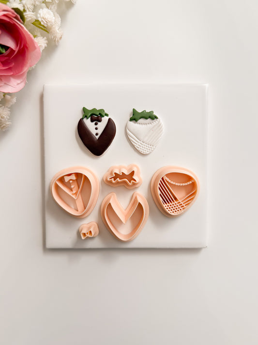 Tuxedo Strawberry Clay Cutter | Tuxedo Strawberry Polymer Clay Cutter for DIY Cute Earrings Dessert Jewelry and Handmade Fruit Accessories