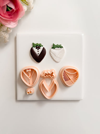 Tuxedo Strawberry Clay Cutter | Tuxedo Strawberry Polymer Clay Cutter for DIY Cute Earrings Dessert Jewelry and Handmade Fruit Accessories