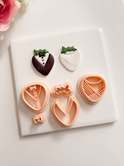 Tuxedo Strawberry Clay Cutter | Tuxedo Strawberry Polymer Clay Cutter for DIY Cute Earrings Dessert Jewelry and Handmade Fruit Accessories