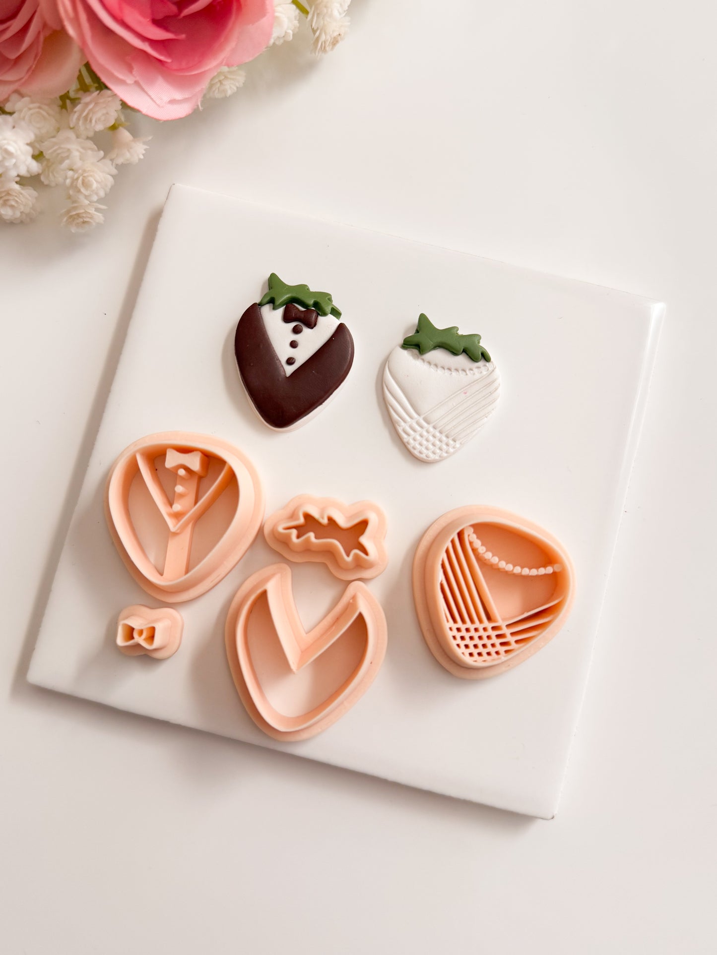 Tuxedo Strawberry Clay Cutter | Tuxedo Strawberry Polymer Clay Cutter for DIY Cute Earrings Dessert Jewelry and Handmade Fruit Accessories