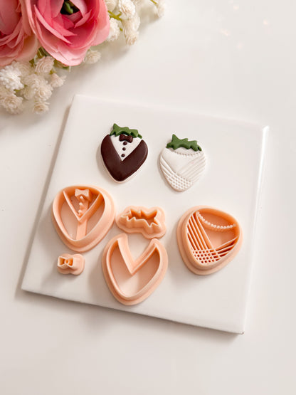 Tuxedo Strawberry Clay Cutter | Tuxedo Strawberry Polymer Clay Cutter for DIY Cute Earrings Dessert Jewelry and Handmade Fruit Accessories