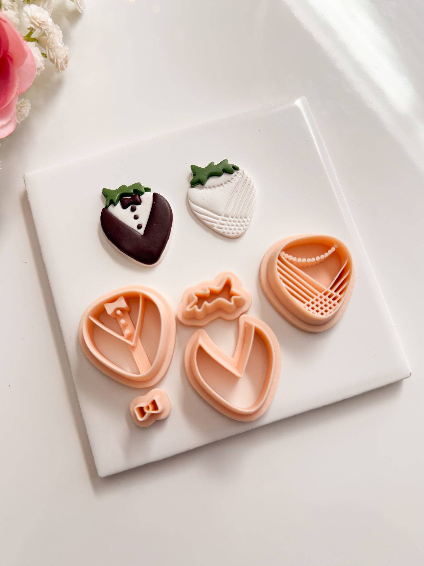 Tuxedo Strawberry Clay Cutter | Tuxedo Strawberry Polymer Clay Cutter for DIY Cute Earrings Dessert Jewelry and Handmade Fruit Accessories