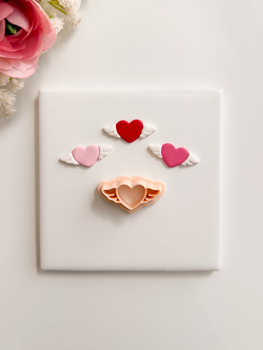 Flying Heart Clay Cutter | Flying Heart Polymer Clay Cutter for DIY Valentine Earrings Cute Love-Themed Jewelry and Handmade Romantic Accessories