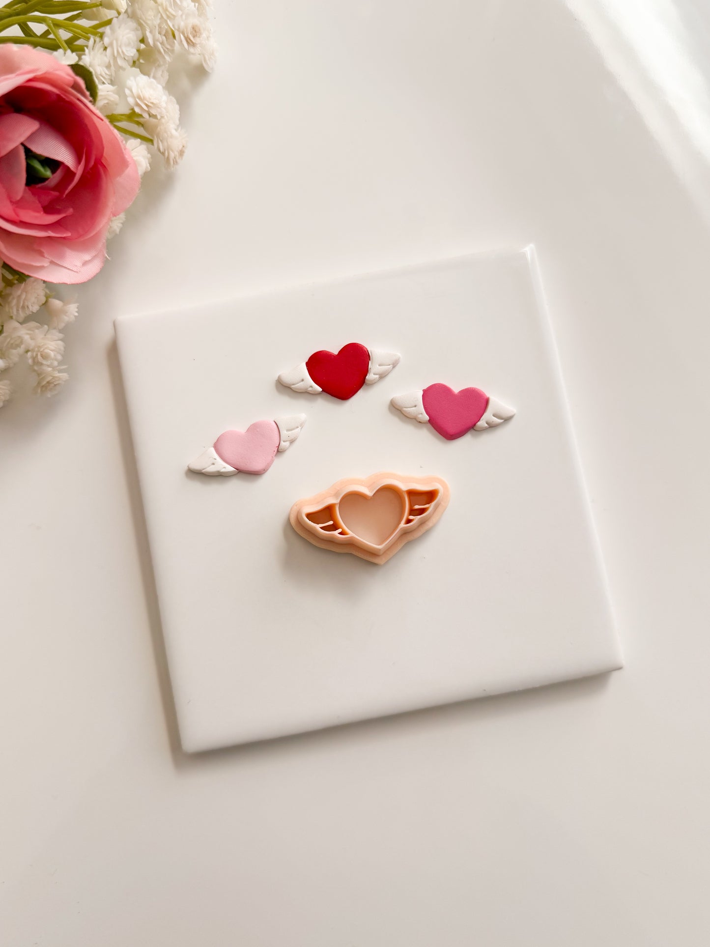 Flying Heart Clay Cutter | Flying Heart Polymer Clay Cutter for DIY Valentine Earrings Cute Love-Themed Jewelry and Handmade Romantic Accessories