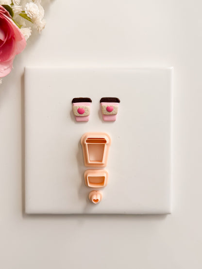 To Go Coffee Cup No. 4 Clay Cutter | To Go Coffee Cup No. 4 Polymer Clay Cutter for DIY Caf√© Earrings Coffee-Themed Jewelry and Handmade Barista Accessories