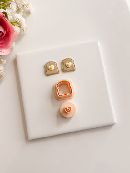 Heart Toast and Eggs No. 2 Clay Cutter | Heart Toast and Eggs No. 2 Polymer Clay Cutter for DIY Breakfast Earrings Food-Themed Jewelry and Handmade Cute Accessories