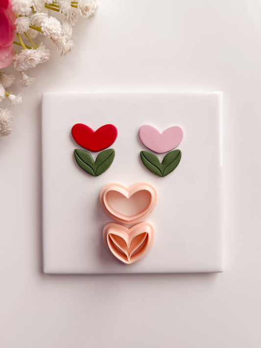 Valentine Flower Clay Cutter | Valentine Flower Polymer Clay Cutter for DIY Love-Themed Earrings Floral Jewelry and Handmade Valentine's Accessories