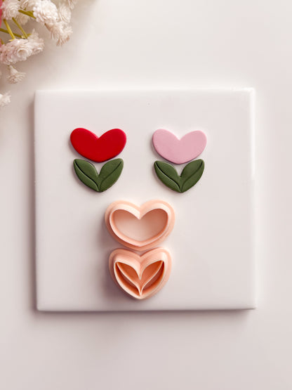 Valentine Flower Clay Cutter | Valentine Flower Polymer Clay Cutter for DIY Love-Themed Earrings Floral Jewelry and Handmade Valentine's Accessories