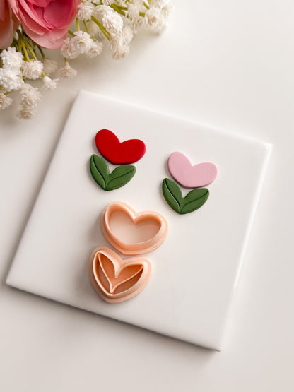 Valentine Flower Clay Cutter | Valentine Flower Polymer Clay Cutter for DIY Love-Themed Earrings Floral Jewelry and Handmade Valentine's Accessories